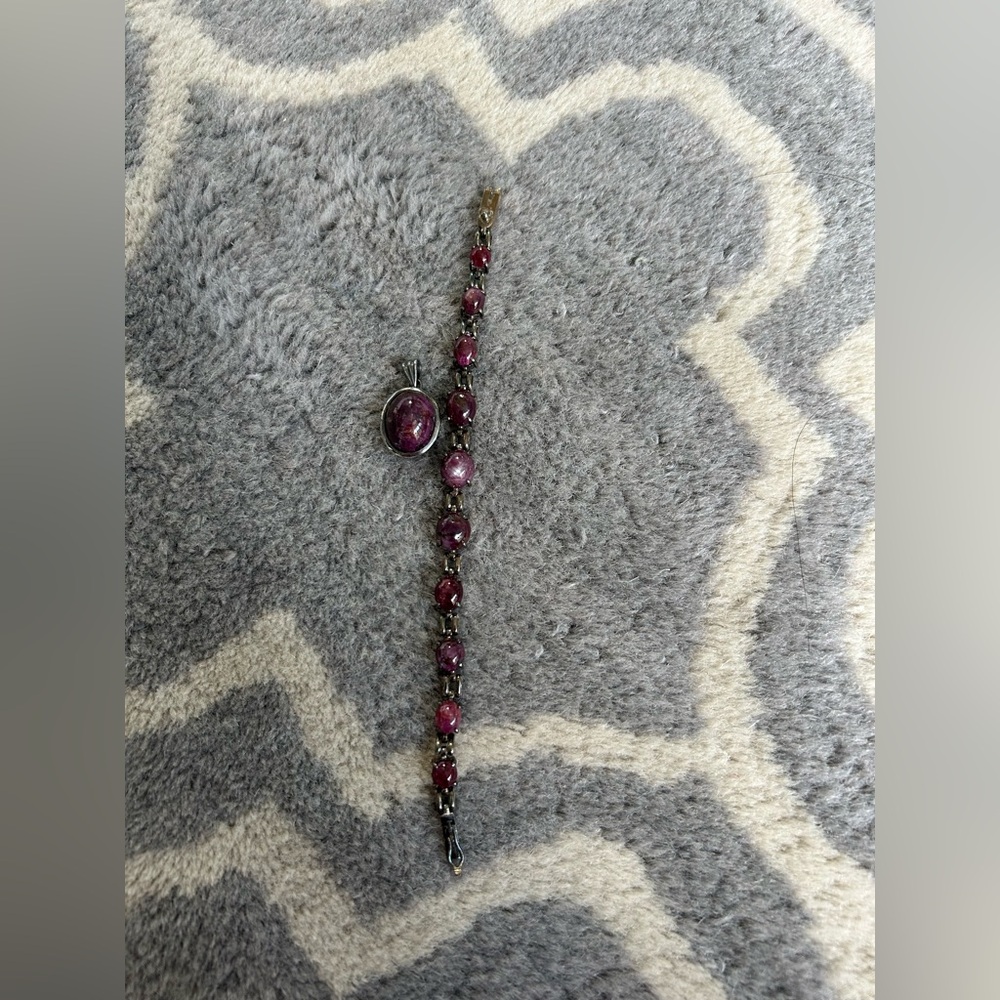 Genuine Semiprecious Stone Necklace and Pendant Sterling Silver